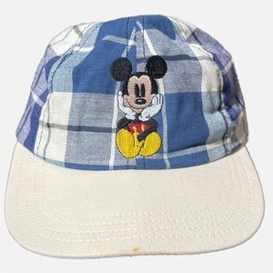 Vintage Mickey Mouse Plaid Hat Baseball Cap